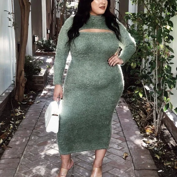 slim fit dress slacks Green Moss Mini Halterneck Dress main image 0